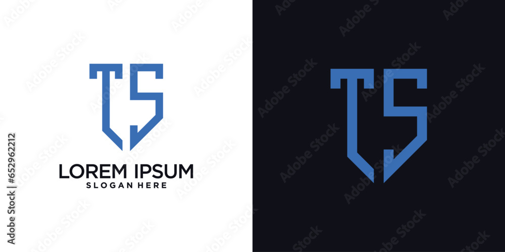 Obraz premium Monogram logo design initial letter t combined with shield element and creative concept