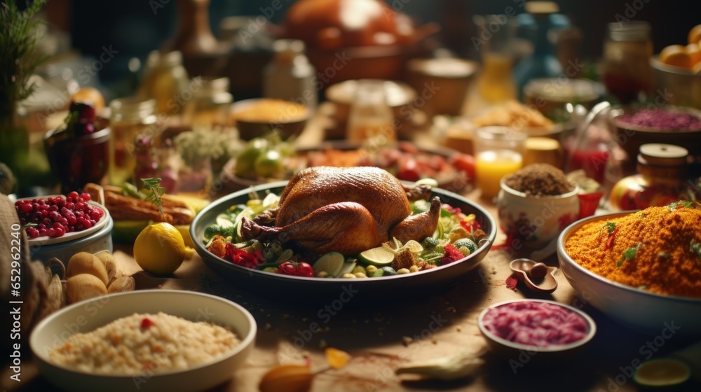 A table filled with bowls and bowls of food