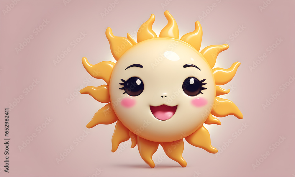 Cute Little Sun 3D Art Animated Graphic, Weather Card Banner Website Design Background - ai generated Cute Little Sun 3D Art Animated Graphic, Weather Card Banner Website Design Background - ai generated