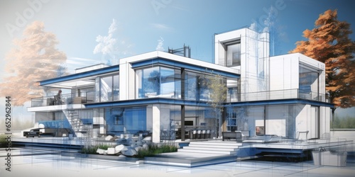 Modern Home Construction: Industrial and Technological Aesthetics Merge in Blueprint-Driven Design and Building Plans, Showcasing Innovation in Residential Development and Urban Infrastructure