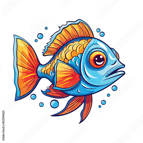 Vector aquarium fish illustration. Colorful cartoon flat aquarium fish icon for your design. vector. blue.orange