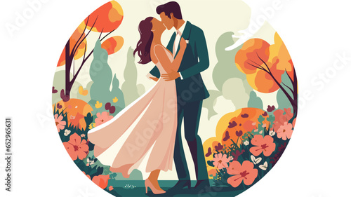 Wedding man and woman flat style vector