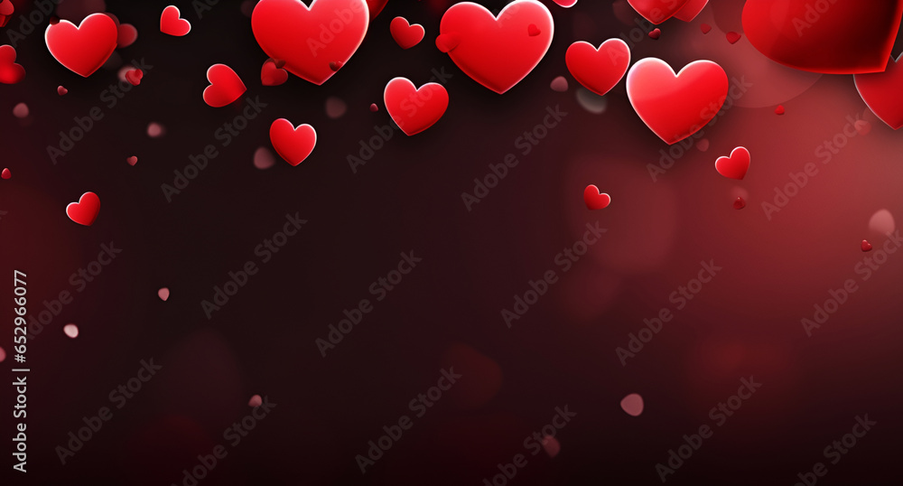 Red hearts on dark magenta background with copy space. Decorations for Valentine's day greeting card, wedding invitation. Valentine Day hearts background. Love and relations. 14 February concept Red hearts on dark magenta background with copy space. Decorations for Valentine's day greeting card, wedding invitation. Valentine Day hearts background. Love and relations. 14 February concept