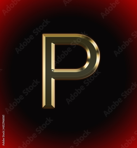 Golden and shining Alphabet(letter) P and name of individual (boy or Girl) with start of alphabet P, black and red beautiful background photo