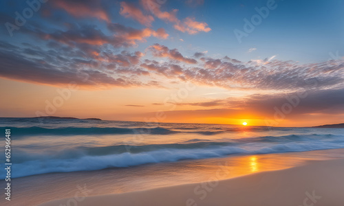 Beautiful Summer Beach Landscape Digital Background, Holiday Card Wall Art Banner Website Design Photography - ai generated