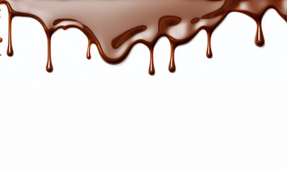 Melt dark or milk chocolate on cake top isolated on white background