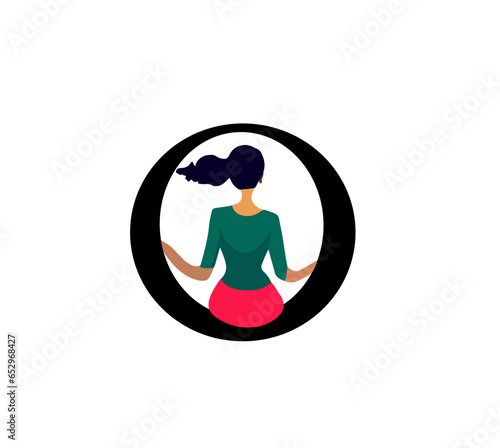 Vector illustration of a girl sitting on a hoop