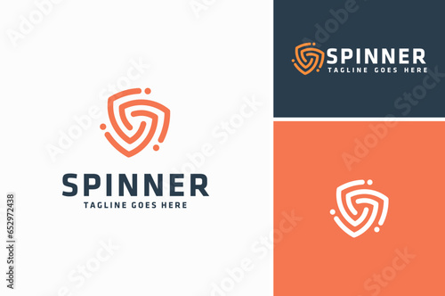 Digital Circuit Triangle Shield with Spinning Rotation Vortex Link Lines Modern Network logo design