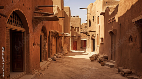 Streets of the old city Diriyah near Ar Riyadh, Kingdom of Saudi Arabia. ai generative photo