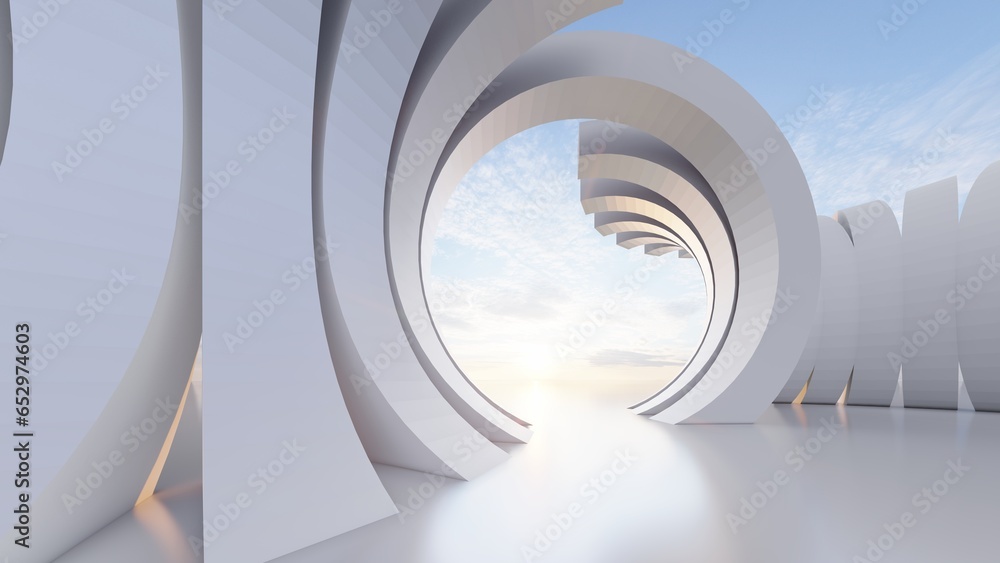 Fototapeta premium Futuristic minimalist architecture 3d render