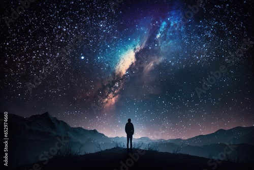 Silhouette of man looking at milky way galaxy
