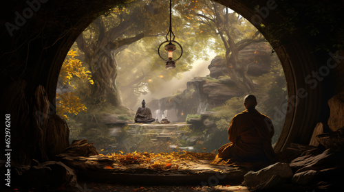 Buddhist Meditating 