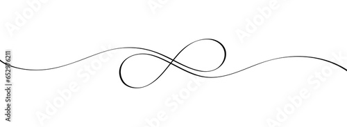 Infinity sign. Continuous line drawing with smooth lines. Design concept of infinity love, friendship, family, universe. Vector illustration