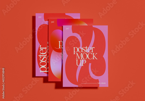 Three Stacked Poster Mockup