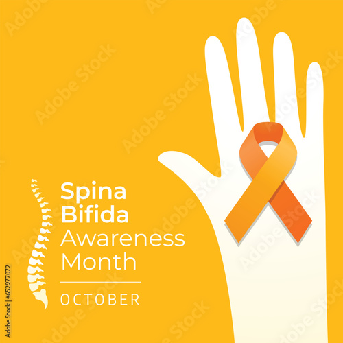 National Spina Bifida Awareness Month vector design template good for celebration usage. yellow ribbon vector design. flat ribbon design. vector eps 10. photo