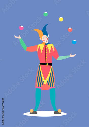 Vector jester juggling ball cartoon illustration vector