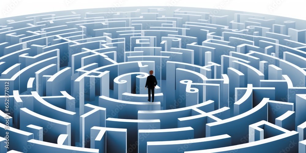 Thoughtful Businessman Standing Before a Maze, Engaged in Deep Contemplation, Navigating the Labyrinth of Career Choices and Decision-Making, Exploring the Complex Terrain of Strategic Thinking Thoughtful Businessman Standing Before a Maze, Engaged in Deep Contemplation, Navigating the Labyrinth of Career Choices and Decision-Making, Exploring the Complex Terrain of Strategic Thinking