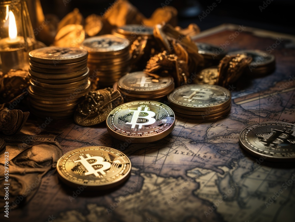 Close up photo of bitcoin crypto currency Close up photo of bitcoin crypto currency