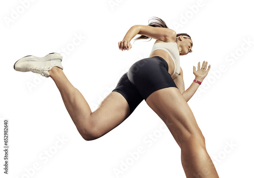  Sports transparent background. The woman with runner on the street be running for exercise.