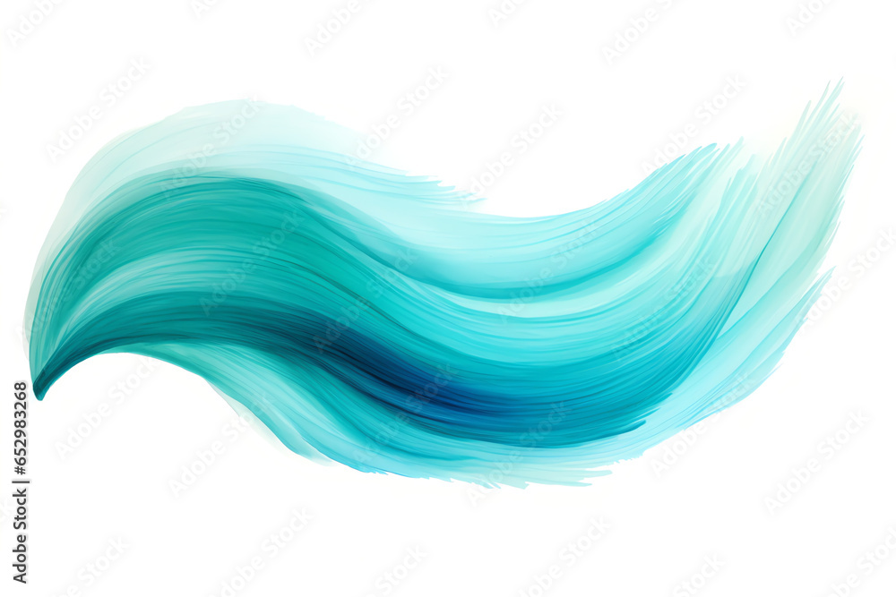 Abstract watercolor aquarelle blue turquoise paint brush stroke isolated on transparent background - obrazy, fototapety, plakaty 