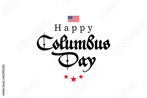Happy Columbus Day Greeting Card for advertising, poster, banner, template with American flag. Columbus day wallpaper.
