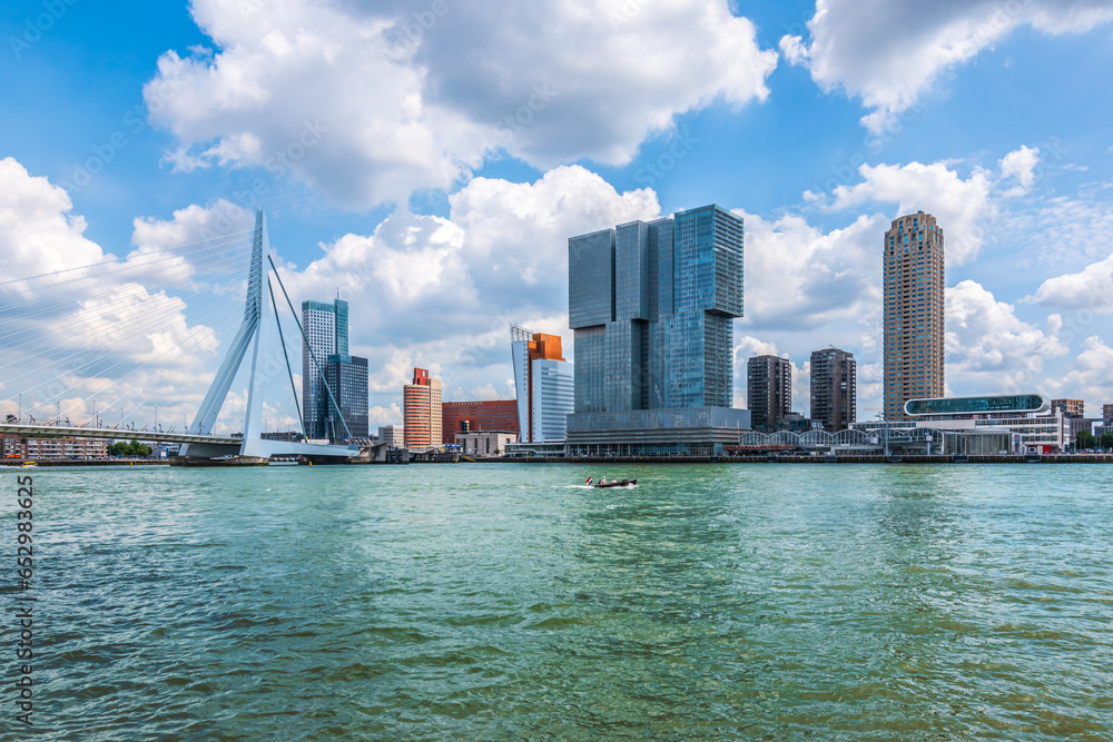 Panoramic view of Rotterdam skyline and cruise port, the Netherlands. Panoramic view of Rotterdam skyline and cruise port, the Netherlands.