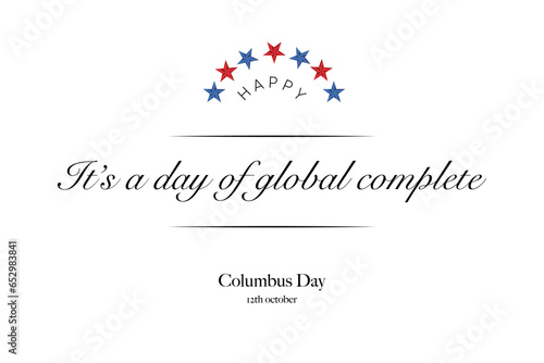 Happy Columbus Day Greeting Card for advertising, poster, banner, template with American flag. Columbus day wallpaper.
