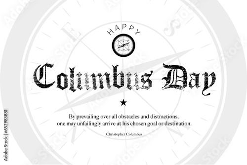 Happy Columbus Day Greeting Card for advertising, poster, banner, template with American flag. Columbus day wallpaper.
