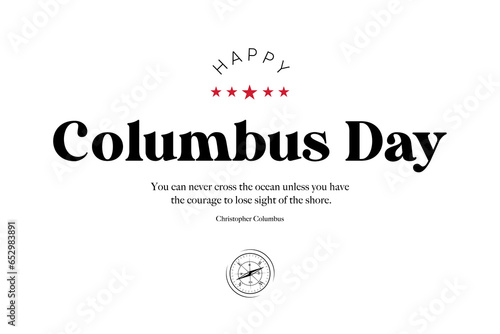 Happy Columbus Day Greeting Card for advertising, poster, banner, template with American flag. Columbus day wallpaper.

