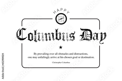 Happy Columbus Day Greeting Card for advertising, poster, banner, template with American flag. Columbus day wallpaper.
