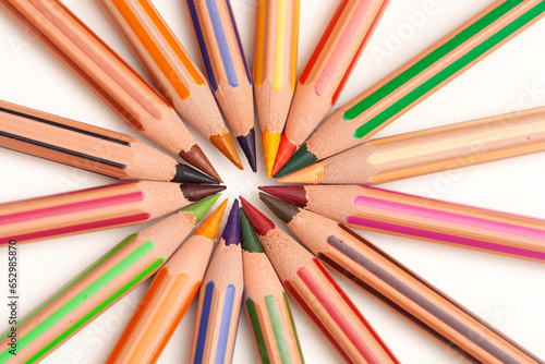 Colorful wooden pencils isolated on white background