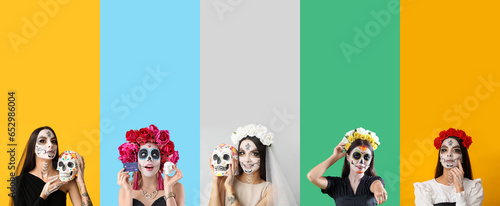 Set of women with painted s...
