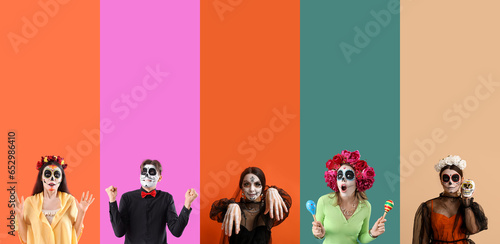 Set of people with painted ...