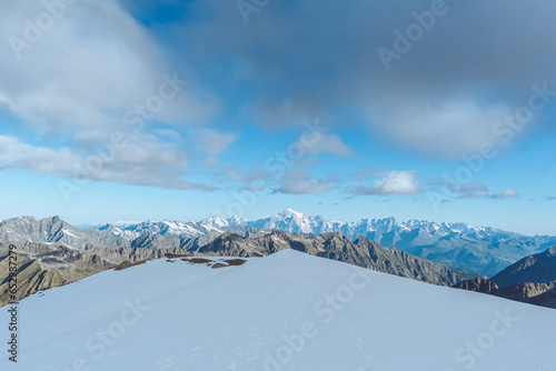 View of Mont Blanc from Gran Paradiso peak in Aosta Valley in Italy