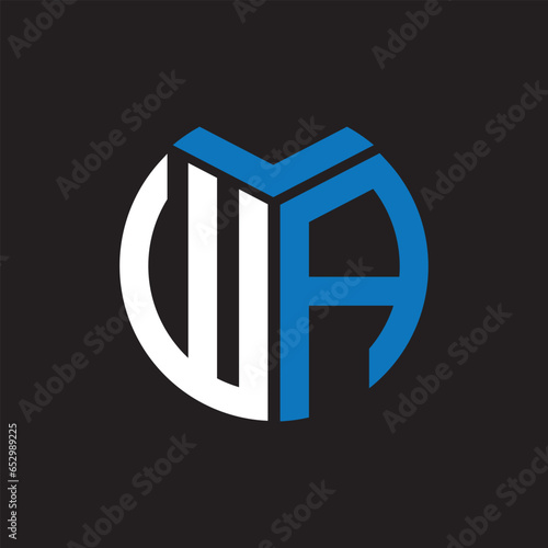 WA letter logo design on black background. WA creative initials letter logo concept. WA letter design.
 photo