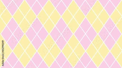Pink and yellow argyle seamless geometric pattern