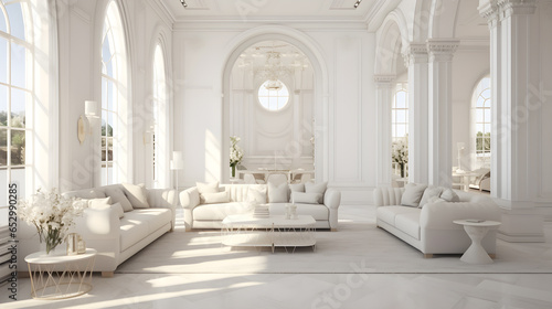 Design mockup in white and color of luxury house. © Interior