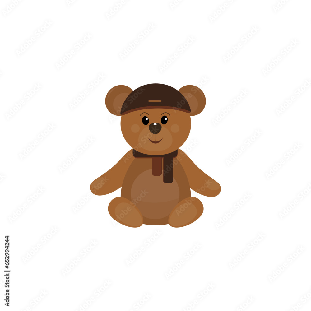 bear in a scarf and hat.vector autumn illustration with animals bear in a scarf and hat.vector autumn illustration with animals