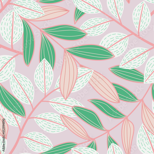 Square nice seamless pattern with leafy tree branches. Ornate ornament. Suitable for fabric  cards  invitations  background.