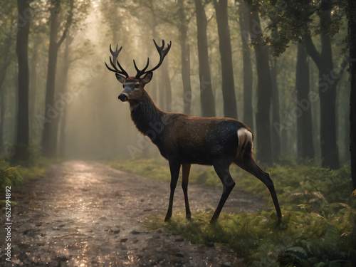 Deer in the wood : deer in the forest with sunshine hd picture scenery wallpaper