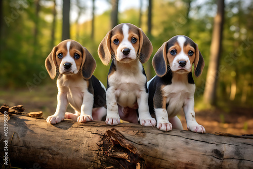 beagle puppies in the countryside, the puppies must be seen in full, head and feet, puppies from head to toe