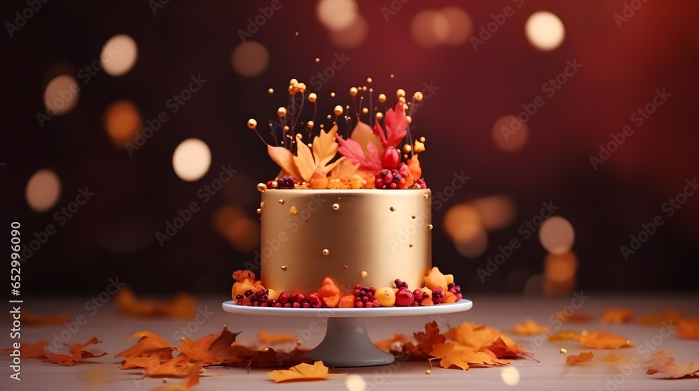 Obraz na płótnie Autumn styled cake on a table decorated for a party celebration w salonie