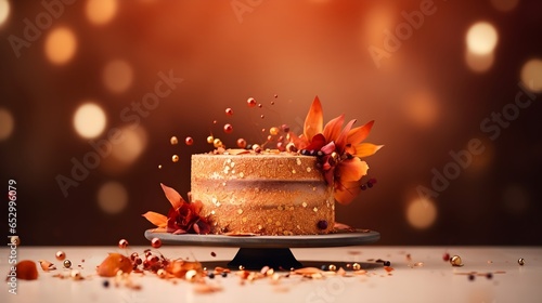 Photographie Autumn styled cake on a table decorated for a party celebration