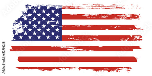 Grunge USA Flag. American flag brush paint texture. Distressed US symbol, United States flag Vector Illustration for Celebration Holiday 4 of July American President Day, star and stripes