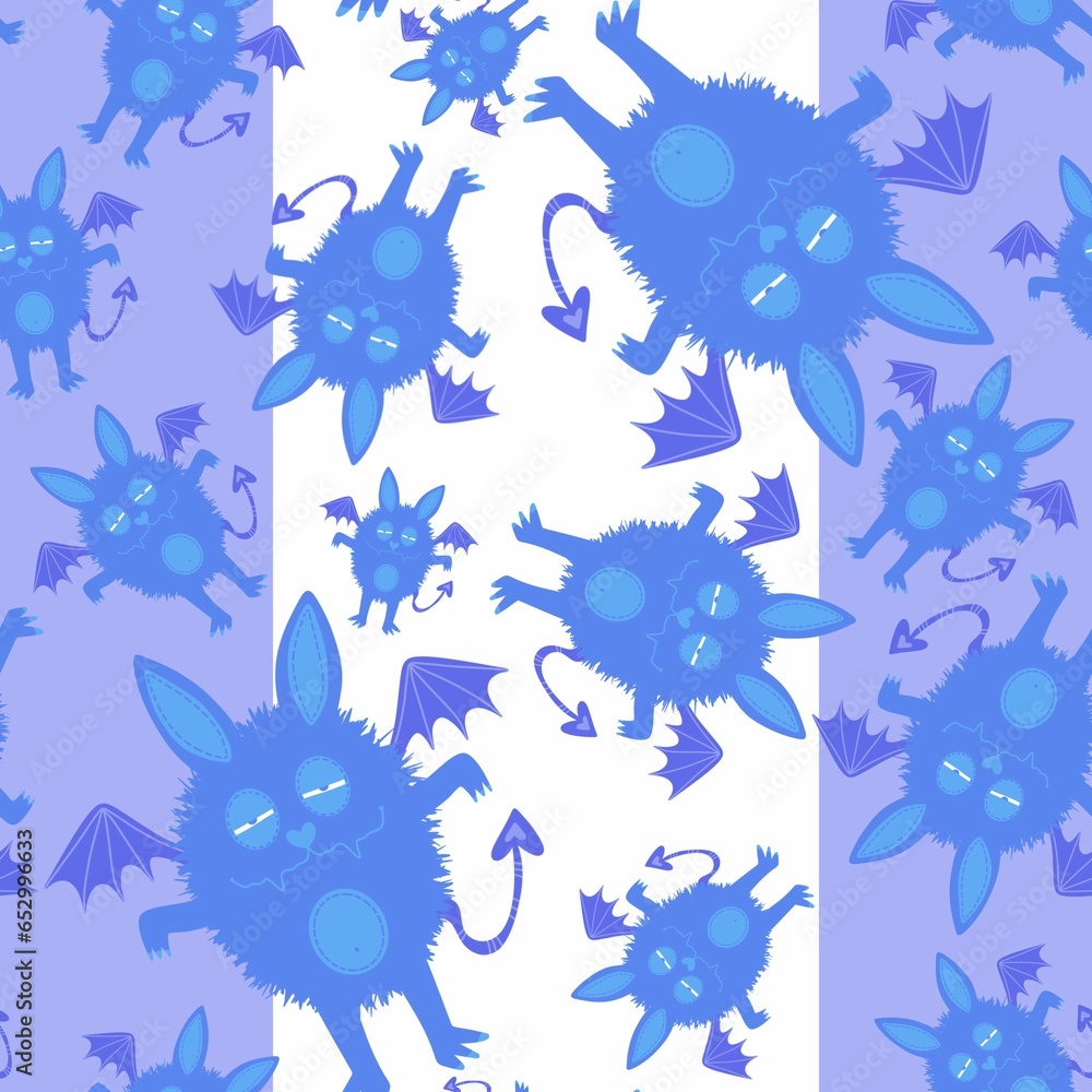 Halloween cartoon monsters seamless bats pattern for wrapping paper and fabrics and kids clothes print and festive Halloween cartoon monsters seamless bats pattern for wrapping paper and fabrics and kids clothes print and festive