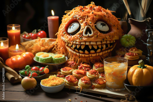 food for the Halloween celebration made with pumpkin and other typical products