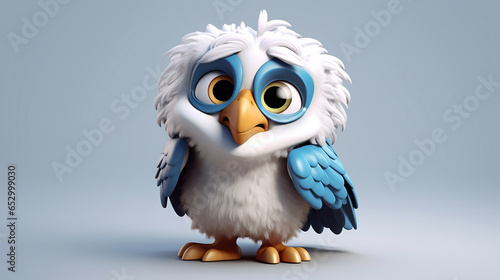 Cute Cartoon Eagle Character 3D Rendered, generative AI