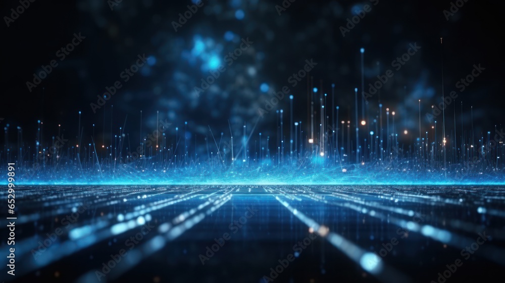 Futuristic Holographic Particle Display, Glowing Particles and Data Streams Futuristic Holographic Particle Display, Glowing Particles and Data Streams