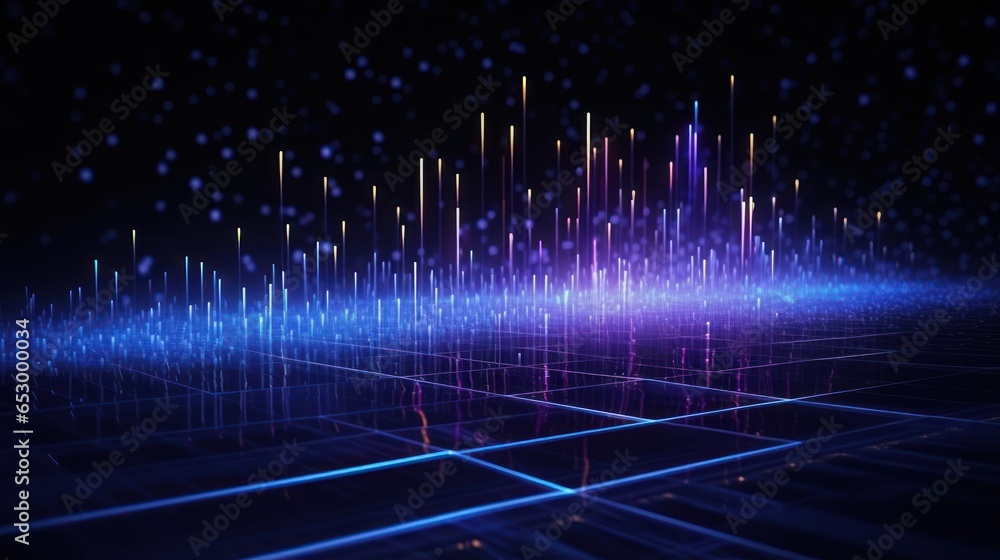 Futuristic Holographic Particle Display, Glowing Particles and Data Streams Futuristic Holographic Particle Display, Glowing Particles and Data Streams