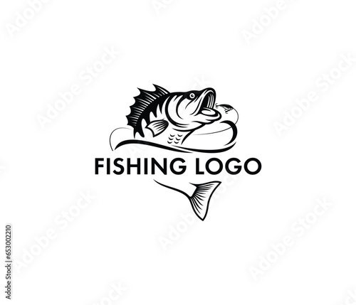 Fishing logo design template illustration. Sport fishing Logo Jumping fish design template vector illustration